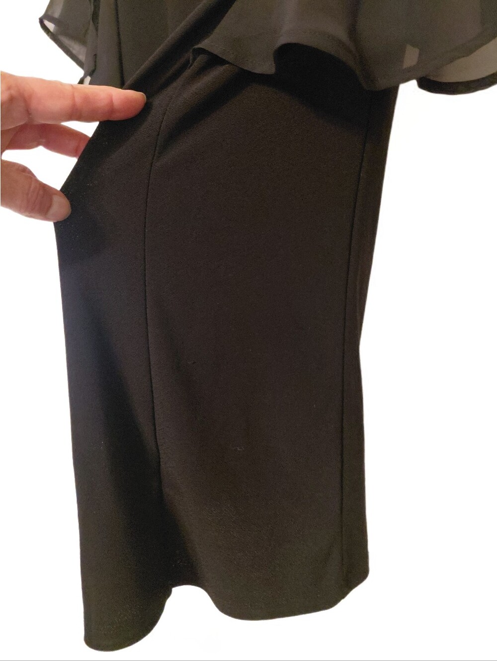 Small Petite Baguette Rhinestones Chiffon Black Evening Wear Top 89th + Madison - Picture 6 of 11